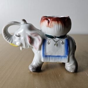 Vintage Occupied Japan Lucky Elephant With Lotus Basket